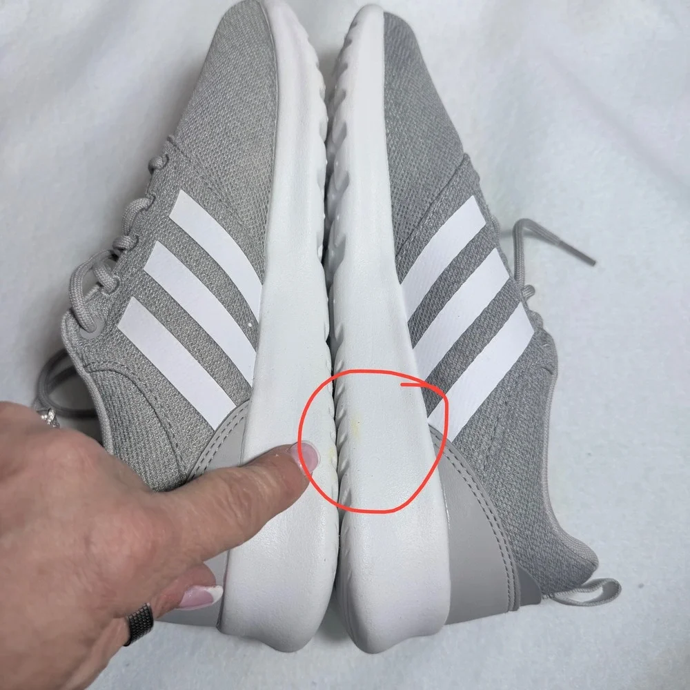 Adidas QT Racer 2.0 Women 8 Grey White Running Shoes FY8312 Cloudfoam Sneakers